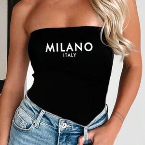 SHEIN Black Strapless Bodysuit